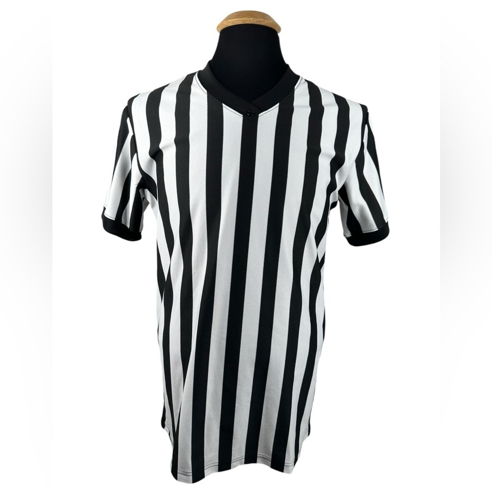 Dick's Sporting Goods Black & White Striped Referee T-Shirt Size Medium
